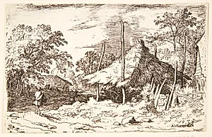 En vejfarende, der passerer en høbunke by Allaert van Everdingen