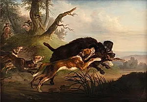 En vildsvinejagt by Christian David Gebauer