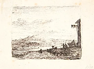 En vogn foran et gæstgiveri by Karel Du Jardin