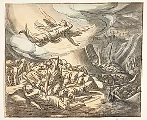 Engel med draget sværd. by Hermann Weyer