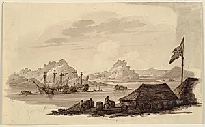 Engelske krigsskibe og Tanka 'egg-boats' i Whampoa, Canton, en dybhavsred ved den kinessiske kyst by Ubekendt