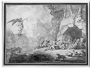 Englen viser vej for hyrderne by Pieter van Laer
