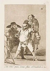 Er de der? Altså jeg sagde...Æh give agt! Eller... by Francisco de Goya