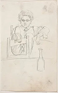 Ernst Meyer med benene kastet over en stoleryg by Ernst Meyer