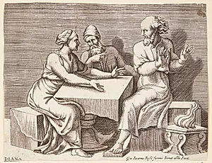 Ester med Ahasverus og Haman by Diana Scultori