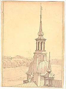 Et af de små tårne på Frederiksborg slot by Christen Købke