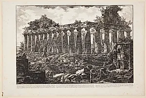 Et andet tempel i byen Paestum, et tempel, man mener har været tilegnet gudinden Juno [...] by Giovanni Battista Piranesi