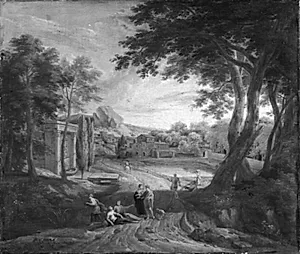 Et arkadisk landskab by Jean François I Millet