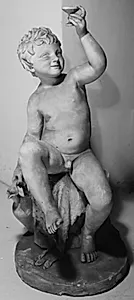 Et bacchusbarn med et vinglas, siddende på en klippeblok by C.F. Holbech
