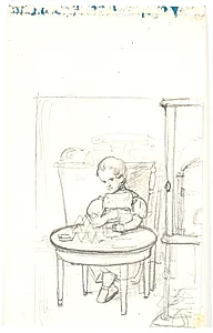 Et barn der bygger korthuse by Wilhelm Bendz