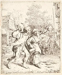 Et beruset par by Cornelis Dusart
