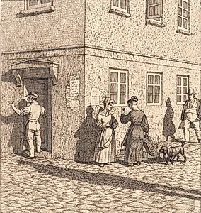 Et gadehjørne. Illustration til "Linearperspectiven", Tavle VII by C.W. Eckersberg