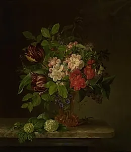 Et glas med forårsblomster by Hanne Hellesen
