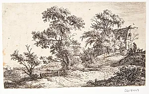 Et hus på en bakke by Anthonie Waterloo