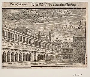 Et karavanseray (Han). Venstre halvdel by Melchior Lorck