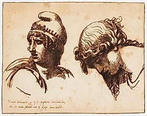 Et kvinde- og et ynglingehoved by Jacques-Louis David