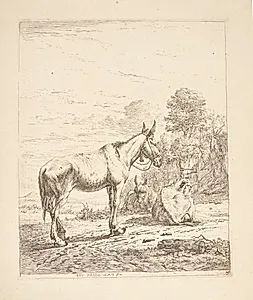 Et mulæsel med en klokke om halsen by Karel Du Jardin