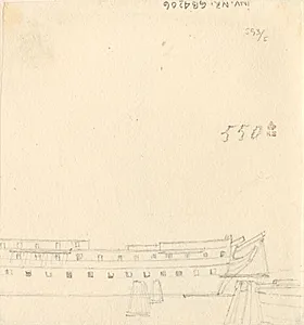 Et rids af et linieskibskrog, afskåret. by C.W. Eckersberg