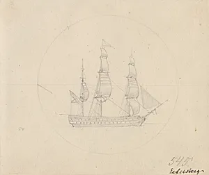 Et russisk linieskib under sejl. by C.W. Eckersberg