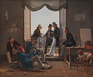 Et selskab af danske kunstnere i Rom by Constantin Hansen