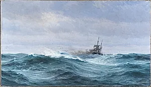Et skib i storm på Atlanterhavet