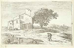 Et stort træ nær et hus by Herman van Swanevelt