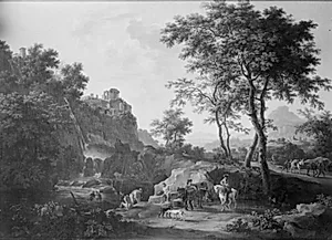 Et sydlandsk landskab by Jacob de Heusch