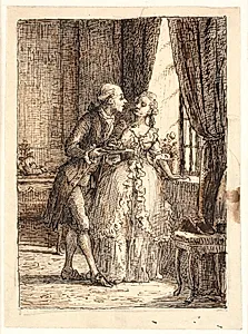 Et ungt ægtepar. Kronprins Frederik (Frederik V) spiser på Charlottenborg kirsebær med Kronprinsesse Louise by Wilhelm Marstrand