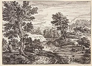 Et ungt par i skyggen af et træ by Adriaen van der Kabel