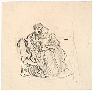 Et ungt par læser et brev by Wilhelm Marstrand