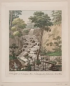 Et vandfald ved Liselund på Møn by Søren L. Lange