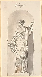 Euterpe som statue i en niche by Nicolai Abildgaard