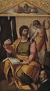 Evangelisten Matthæus med donator by Perino del Vaga