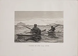 Fader og søn på søen by Adolph Kittendorff