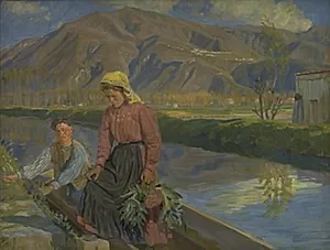 Færgen over Sarno by Peter Hansen