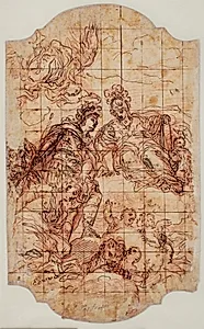 Fama kroner Scipio Africanus. Samme motiv som på tegningens forside, spejlvendt by Giuseppe Passeri