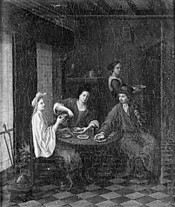 Familien ved frokostbordet by Gerrit Lundens