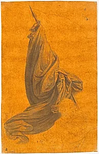 Fane og let skitseret fanebærer by J.F. Clemens