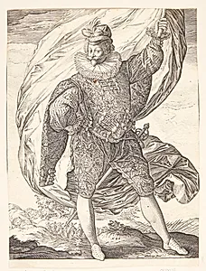 Fanebæreren, vendt mod højre by Hendrick Goltzius