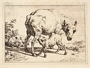 Får og to lam by Adriaen van de Velde