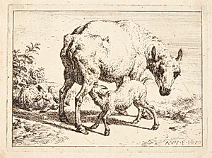 Får og to lam by Adriaen van de Velde