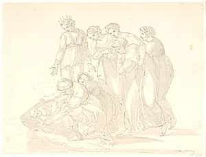 Faraos datter finder Moses by C.G. Kratzenstein Stub
