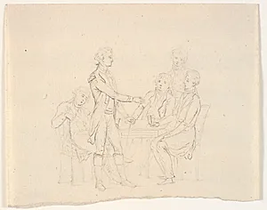 Fem herrer omkring et bord by C.A. Lorentzen