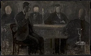 Fem portrætter, Skitse til maleri i Thielska Galleriet, Stockholm by Vilhelm Hammershøi