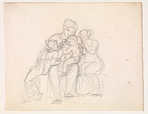 Figurgruppe. Kvinde og 3 børn by J.L. Lund
