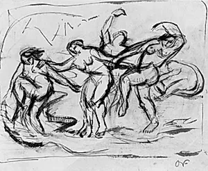 Figurkomposition med badende og dansende kvinder by Emile Othon Friesz