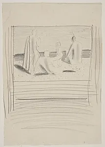 Figurkomposition, tidligt udkast til mosaik i Frederiksberg Svømmehal by Vilhelm Lundstrøm