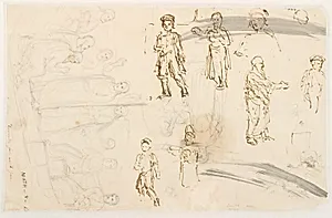 Figurrids og udkast til en komposition: Kristus på Genesareth sø by Dankvart Dreyer