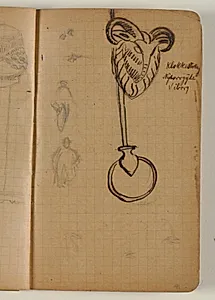 Figurskitser og studie af en "Klokkestreng / Nytorvgyde / Viborg" by Niels Larsen Stevns