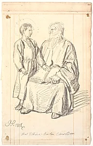 Figurstudie af siddende olding og stående dreng by Joakim Skovgaard